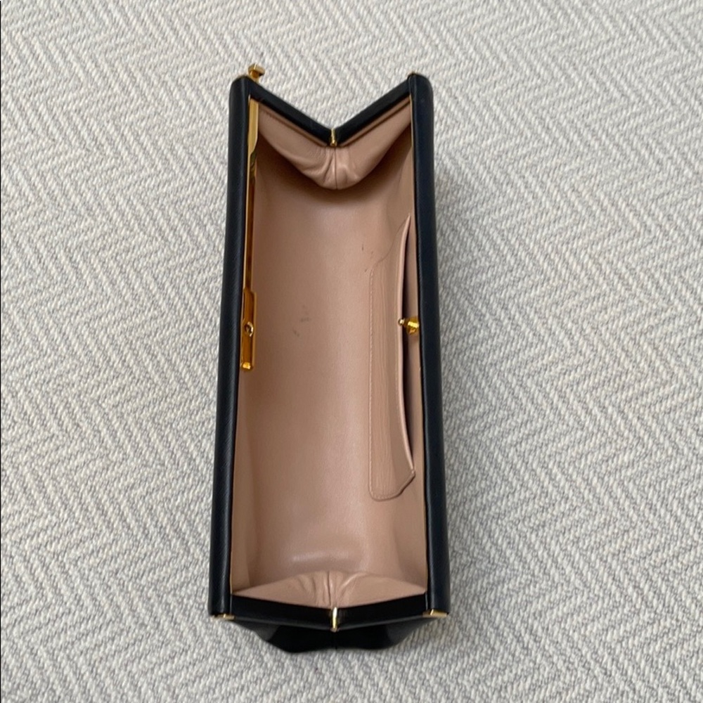 PRADA East West Frame Clutch in Black Saffiano and Gold Tone Hardware - Picture 13 of 14